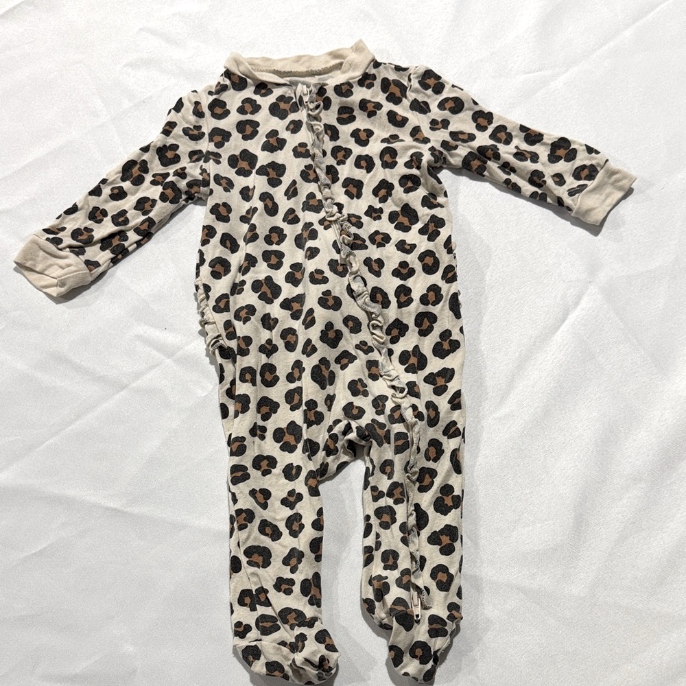 Mulberry Tan and Brown Leopard Kids Footie (Bamboo)